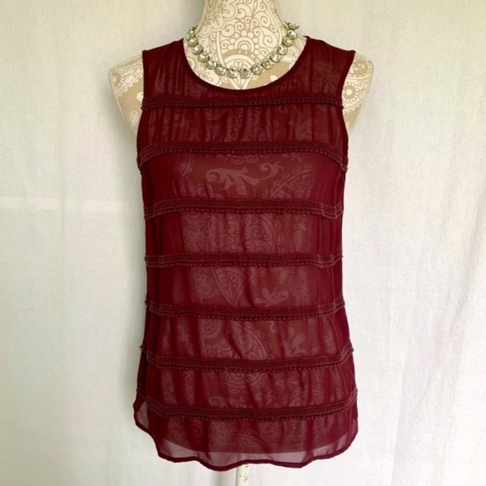 Loft // Factory Purple Embroidered Striped Shell extra small z26